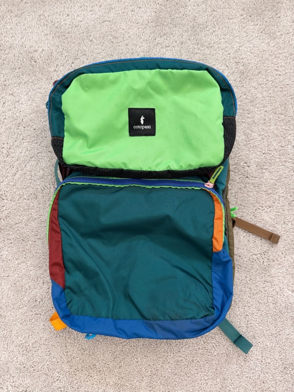 cotopaxi Multicolor Del Día Backpack in Teal, Lime & Blue